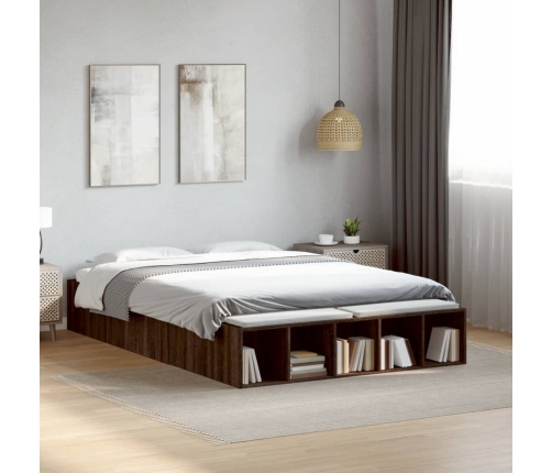 vidaXL Estructura de cama madera de ingeniería marrón roble 120x200 cm