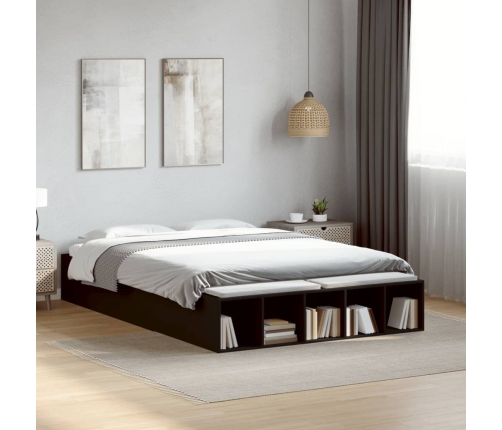 Estructura de cama madera de ingeniería negra 140x190 cm