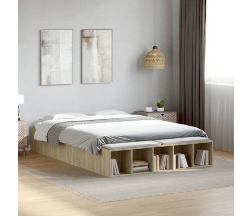 Estructura de cama madera de ingeniería roble Sonoma 140x190 cm