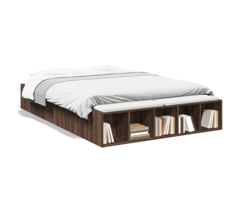 Estructura de cama madera de ingeniería marrón roble 140x190 cm