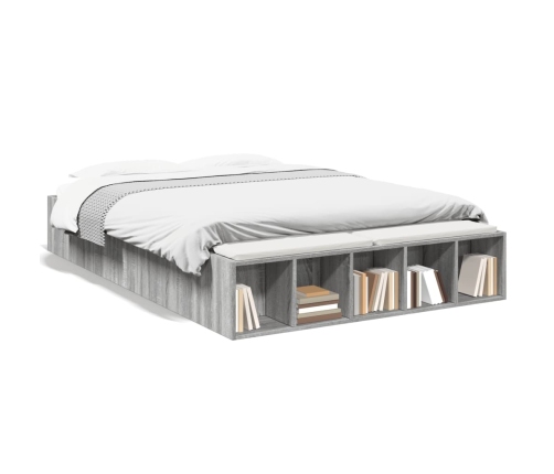 Estructura de cama madera de ingeniería gris Sonoma 135x190 cm