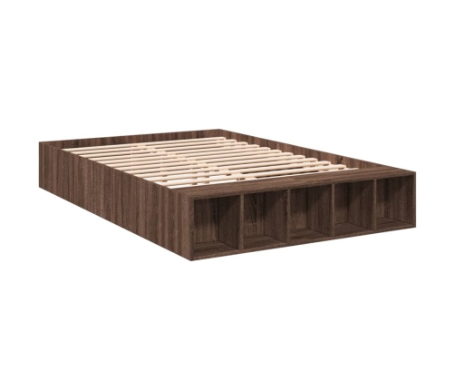 Estructura de cama madera de ingeniería marrón roble 135x190 cm