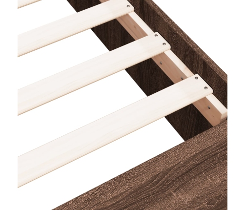 Estructura de cama madera de ingeniería marrón roble 135x190 cm