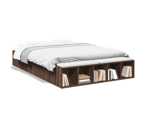 Estructura de cama madera de ingeniería marrón roble 135x190 cm