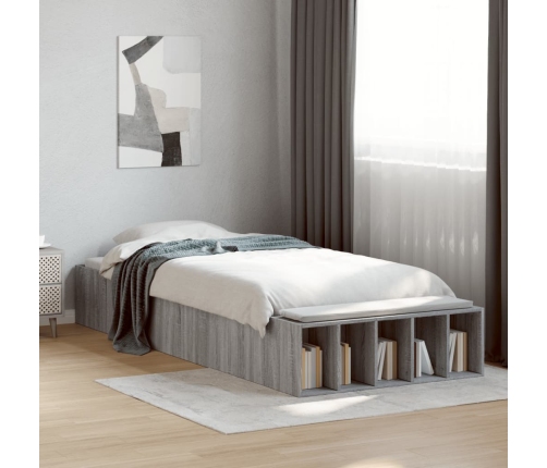 Estructura de cama madera de ingeniería gris Sonoma 100x200 cm