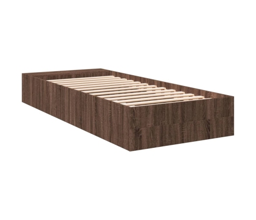 Estructura de cama madera de ingeniería marrón roble 100x200 cm