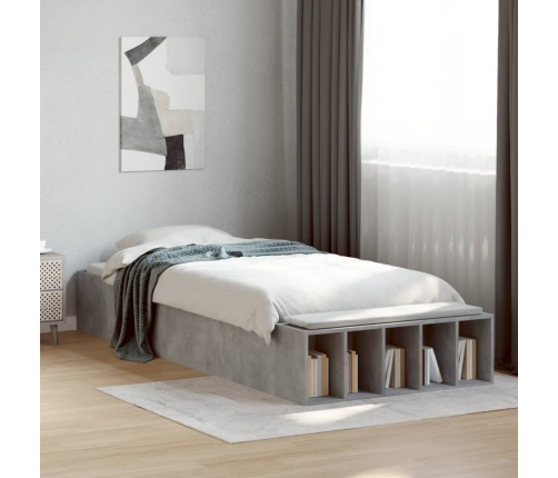 Estructura de cama madera de ingeniería gris hormigón 90x200cm