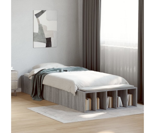 Estructura de cama madera de ingeniería gris Sonoma 90x200 cm