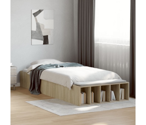 vidaXL Estructura de cama madera de ingeniería roble Sonoma 90x190 cm