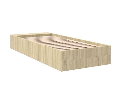 vidaXL Estructura de cama madera de ingeniería roble Sonoma 90x190 cm