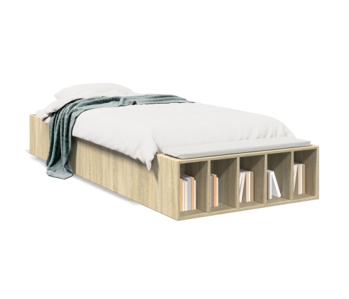 vidaXL Estructura de cama madera de ingeniería roble Sonoma 90x190 cm