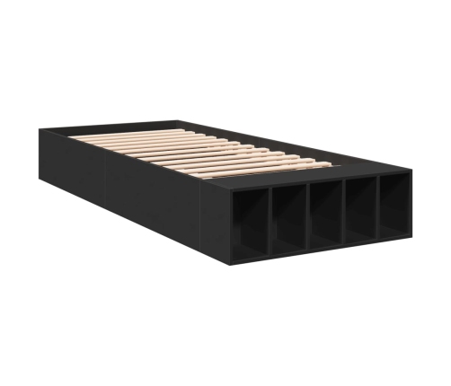 Estructura de cama madera de ingeniería negra 75x190 cm