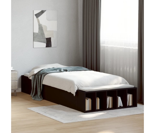 Estructura de cama madera de ingeniería negra 75x190 cm