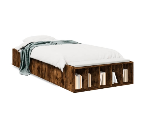 Estructura de cama madera de ingeniería roble humo 75x190 cm