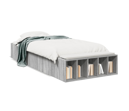 Estructura de cama madera de ingeniería gris Sonoma 75x190 cm