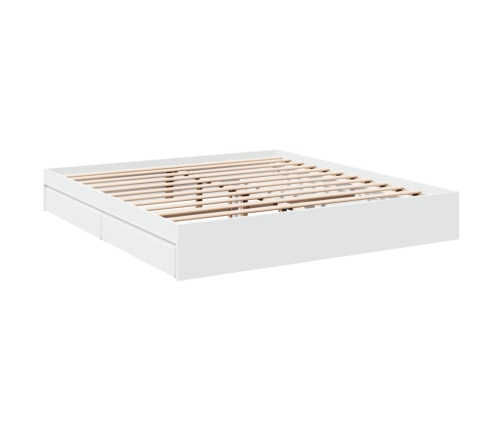 vidaXL Estructura cama con cajones madera ingeniería blanca 200x200 cm