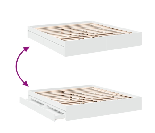 vidaXL Estructura cama con cajones madera ingeniería blanca 200x200 cm