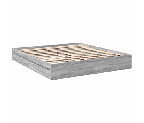 vidaXL Cama con cajones madera ingeniería gris Sonoma 200x200 cm