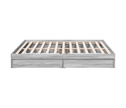 vidaXL Cama con cajones madera ingeniería gris Sonoma 200x200 cm