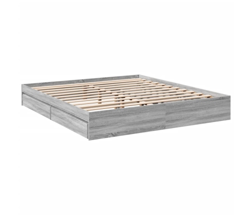 vidaXL Cama con cajones madera ingeniería gris Sonoma 200x200 cm