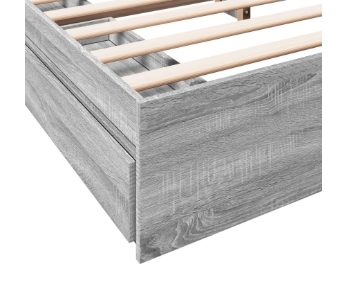 vidaXL Cama con cajones madera ingeniería gris Sonoma 200x200 cm