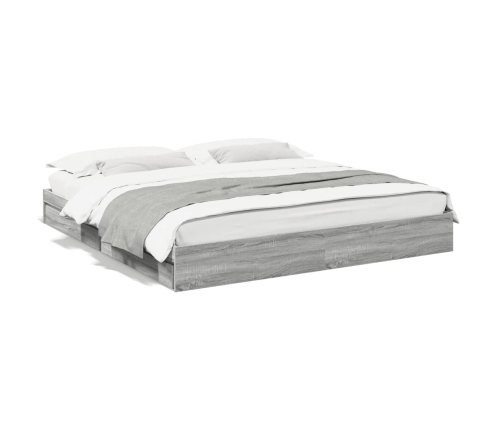 vidaXL Cama con cajones madera ingeniería gris Sonoma 200x200 cm