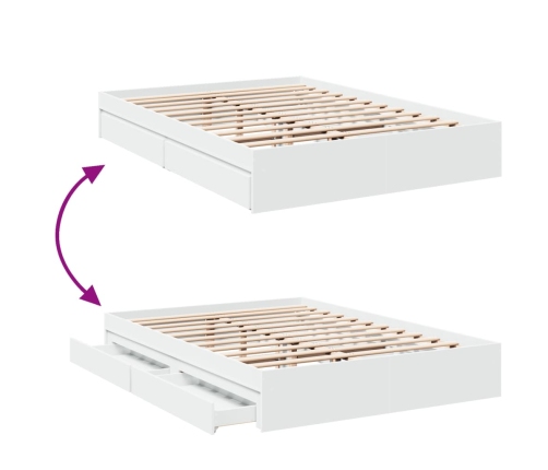 Estructura cama con cajones madera ingeniería blanca 150x200 cm