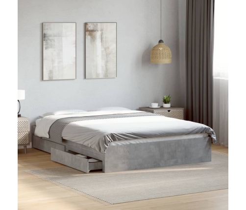 Cama con cajones madera ingeniería gris hormigón 140x200 cm