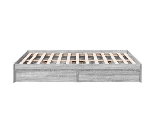 vidaXL Cama con cajones madera ingeniería gris Sonoma 140x190 cm