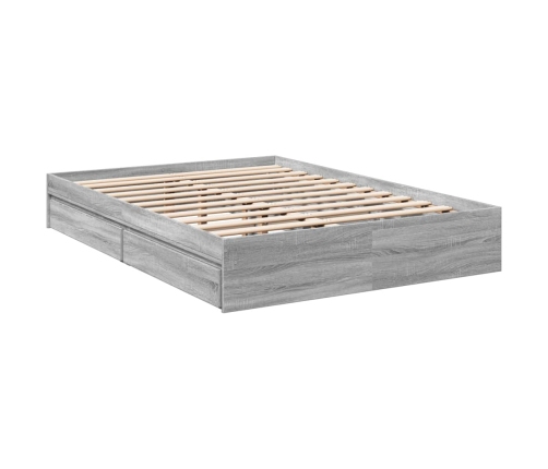 vidaXL Cama con cajones madera ingeniería gris Sonoma 140x190 cm