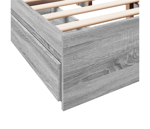 vidaXL Cama con cajones madera ingeniería gris Sonoma 140x190 cm