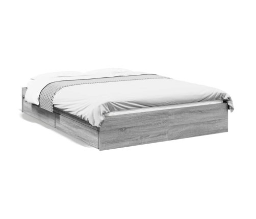 vidaXL Cama con cajones madera ingeniería gris Sonoma 140x190 cm