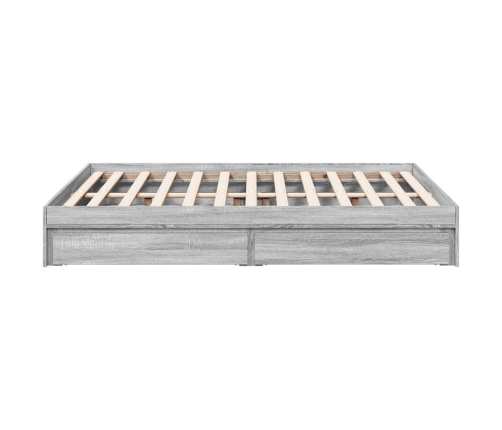 vidaXL Cama con cajones madera ingeniería gris Sonoma 120x200 cm