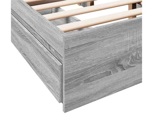 vidaXL Cama con cajones madera ingeniería gris Sonoma 120x200 cm