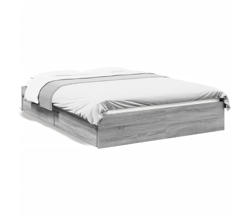 vidaXL Cama con cajones madera ingeniería gris Sonoma 120x200 cm