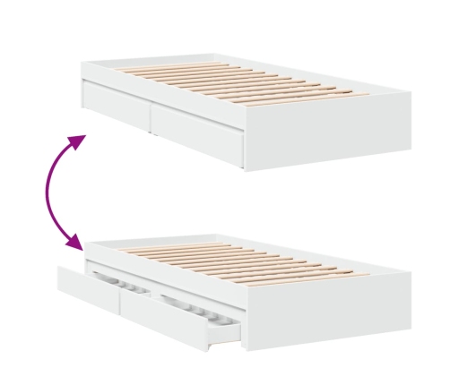 Cama con cajones madera de ingeniería blanco 100x200 cm