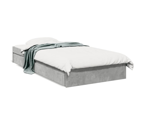 Cama con cajones madera ingeniería gris hormigón 90x200 cm