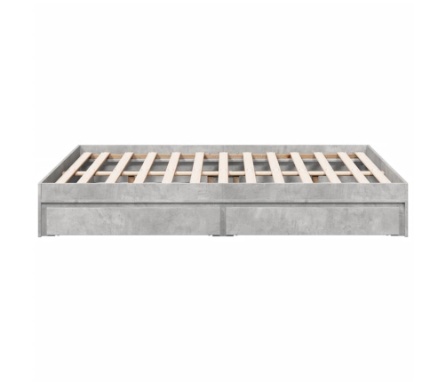 vidaXL Cama con cajones madera ingeniería gris hormigón 135x190 cm