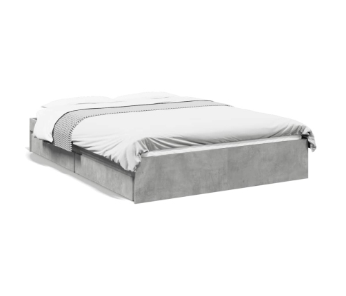 vidaXL Cama con cajones madera ingeniería gris hormigón 135x190 cm