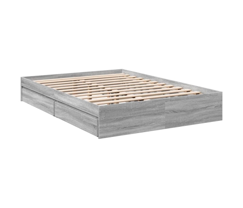 vidaXL Cama con cajones madera de ingeniería gris Sonoma 135x190 cm