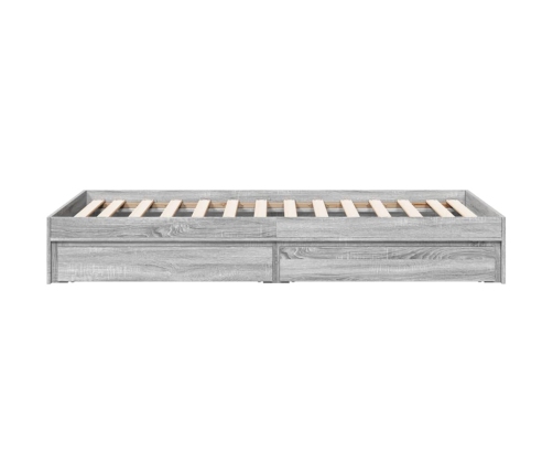 Cama con cajones madera de ingeniería gris Sonoma 90x190 cm