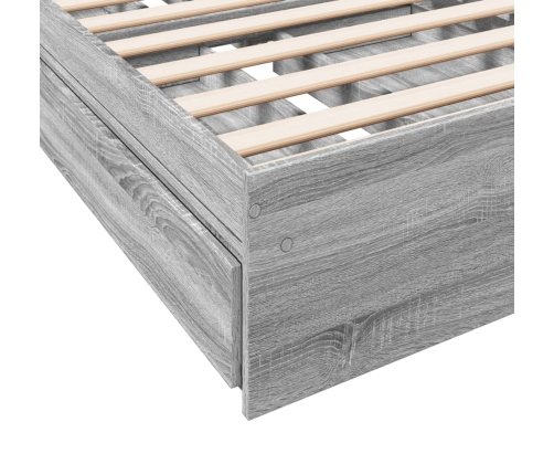 Cama con cajones madera de ingeniería gris Sonoma 90x190 cm