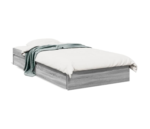 Cama con cajones madera de ingeniería gris Sonoma 90x190 cm