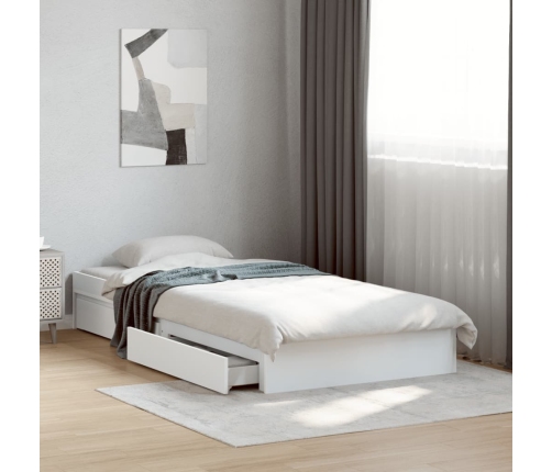 Cama con cajones madera de ingeniería blanca 75x190 cm