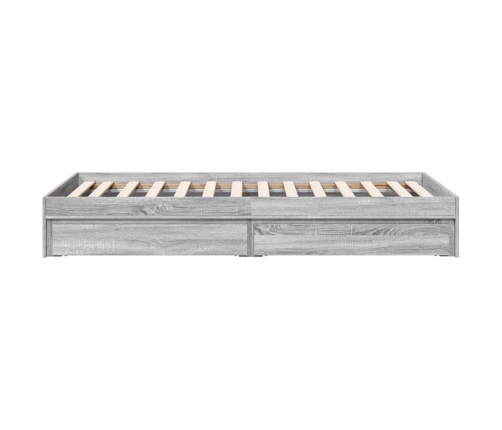 Cama con cajones madera de ingeniería gris Sonoma 75x190 cm