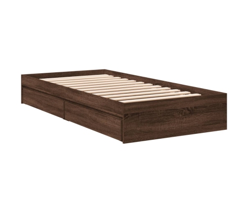 vidaXL Cama con cajones madera de ingeniería marrón roble 75x190 cm