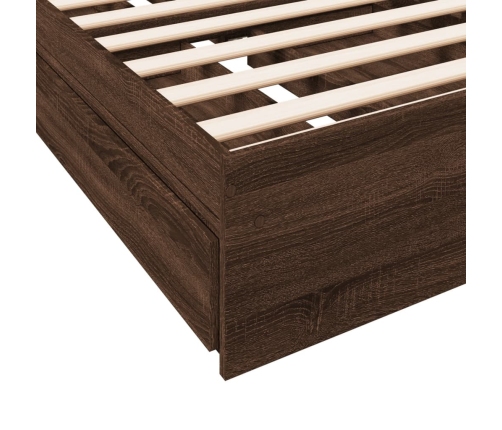 vidaXL Cama con cajones madera de ingeniería marrón roble 75x190 cm