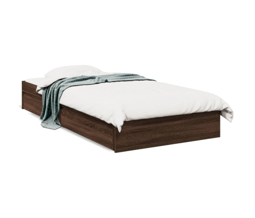 vidaXL Cama con cajones madera de ingeniería marrón roble 75x190 cm