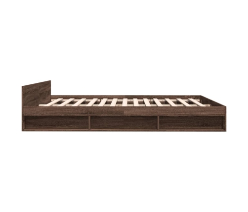 Cama con cajones madera ingeniería marrón roble 200x200 cm