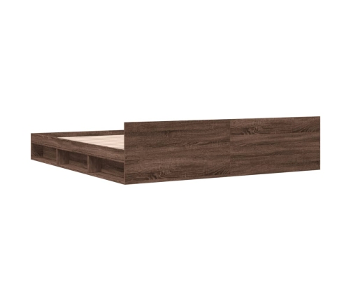 Cama con cajones madera ingeniería marrón roble 200x200 cm